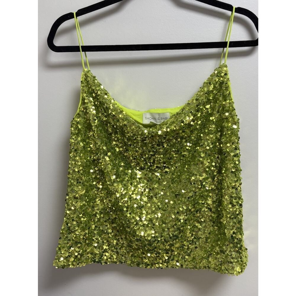 Sachin + Babi Lime Sequin Top - Picture 1 of 3